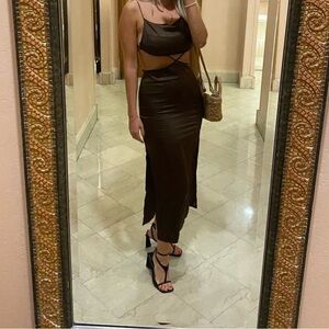 Hansen & Gretel Chocolate Silk Serpentine Dress